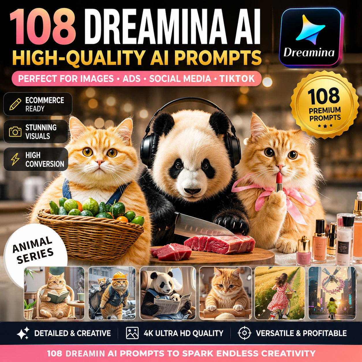 High-quality animal AI prompt words ,Animal Cat Working Series Ai Prompt Words