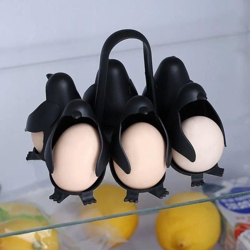 Kitchen gadgets: Penguin egg cooker, egg steamer rack, boiled egg holder